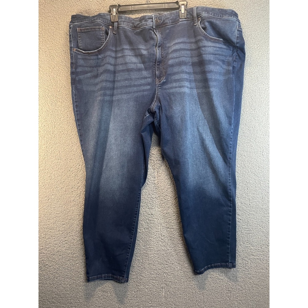 Terra & Sky Women's Dark Blue  Jeans‎ Size 32w Stretch Pull On